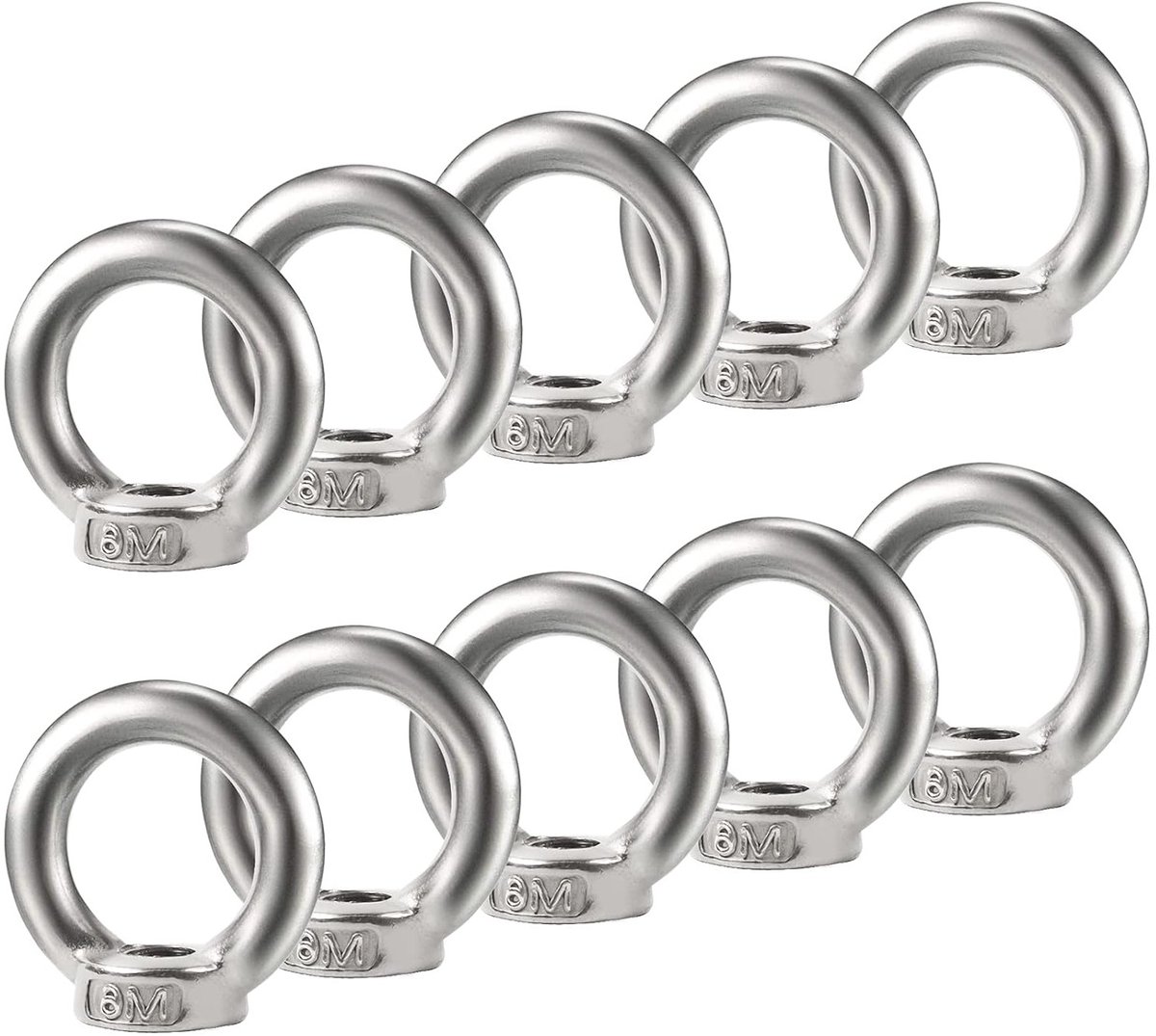 10 Stuks M6 Oogmoer van 304 RVS - Draadmoeren voor Hefaccessoires, Sterke Bevestiging en Duurzame Hardware