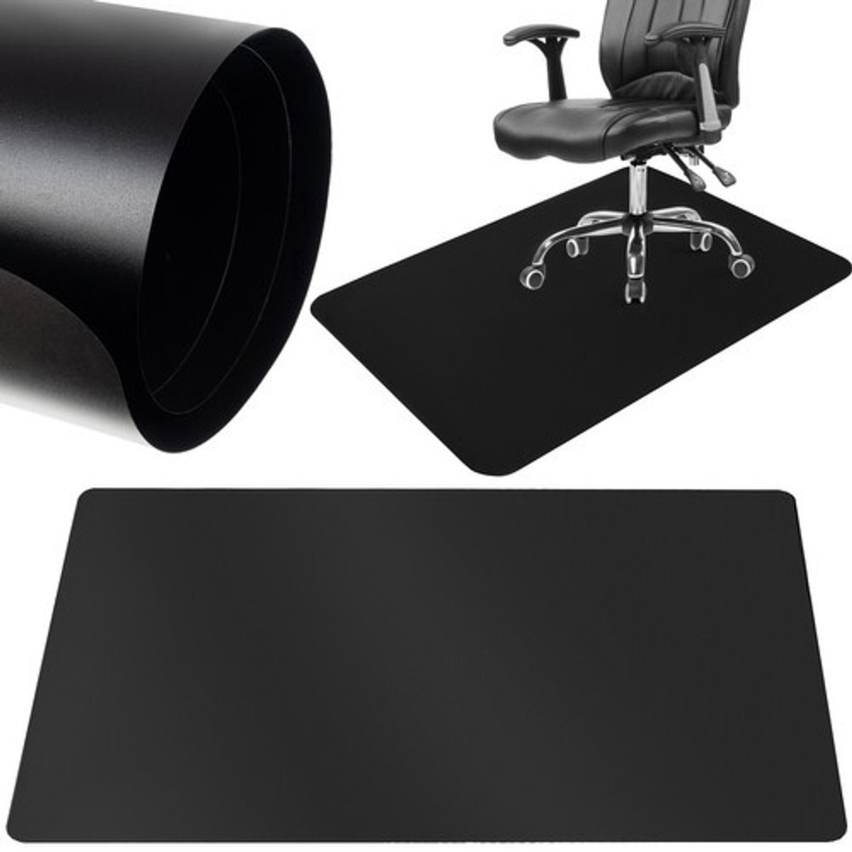 ValeDelucs Bureaustoelmat PVC - Vloerbeschermer Vloermat Bureaustoel Mat - Stoelmat beschermt harde vloeren - 100x130 cm - Zwart