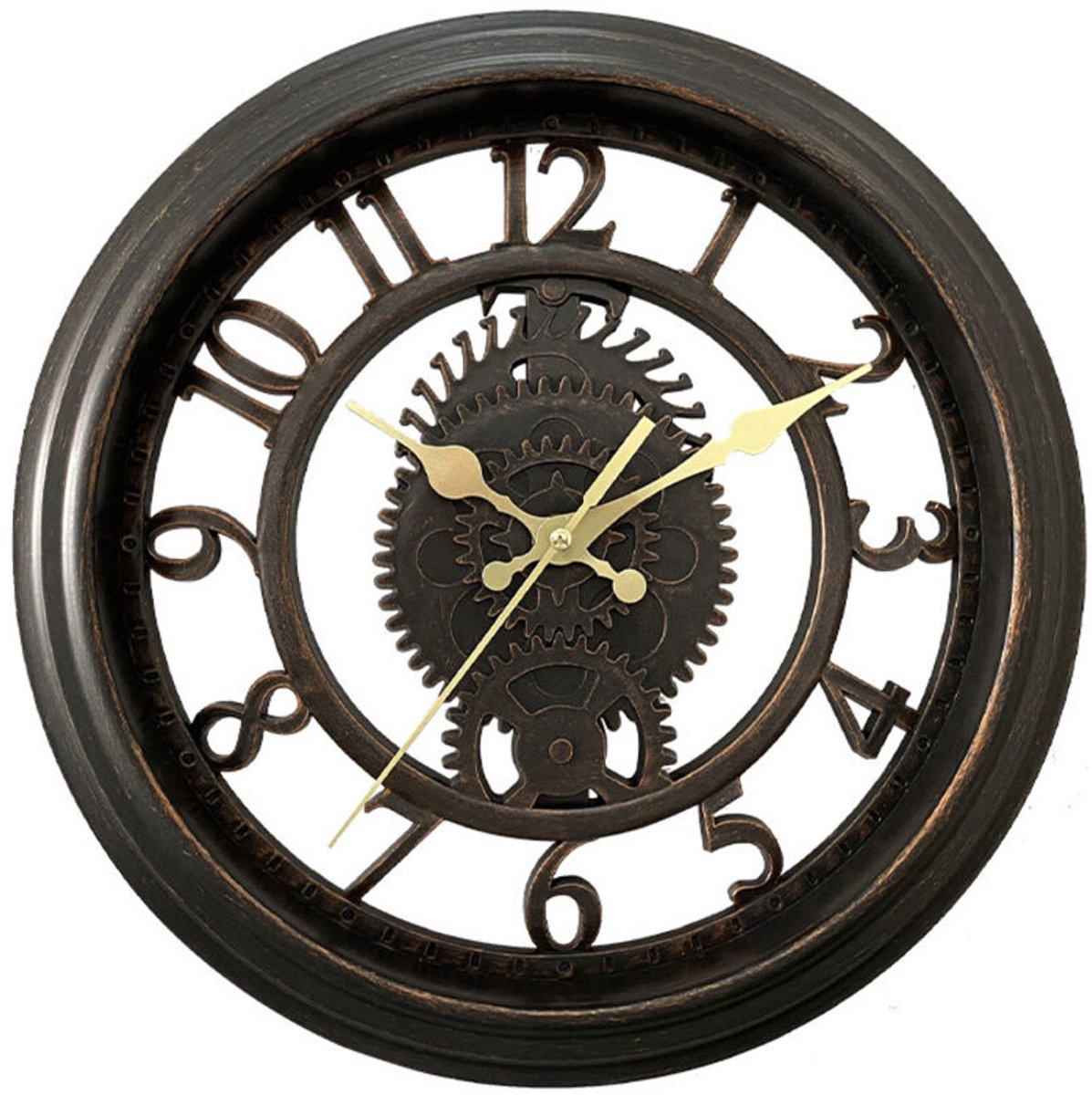Vintage wandklok van 28 cm - zwart, creatieve wandklok geschikt voor doodskop, ronde en lichtgewicht wandklokgeschikt voor de woonkamer, luxe stijl