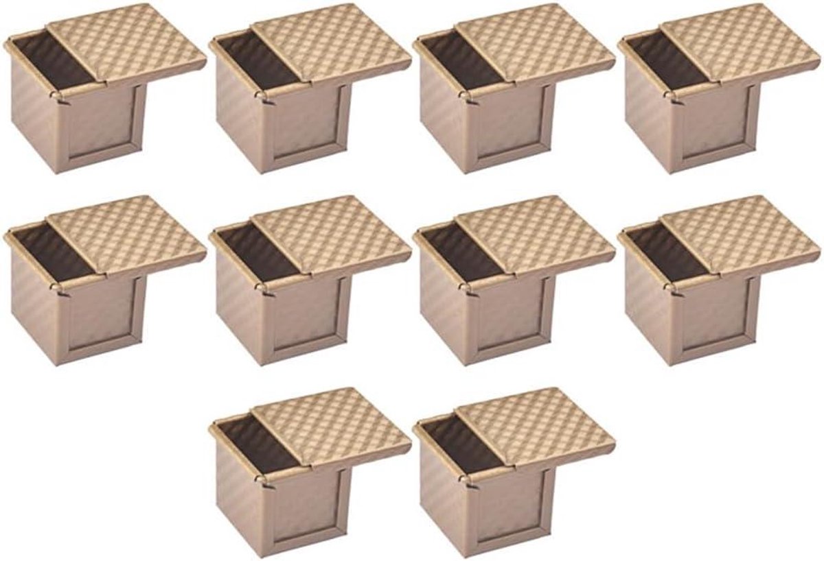 Vierkante Broodbakvorm - Toast Broodvorm - Brood Bakken - Met Deksel - 8 x 7.5 cm - Goud
