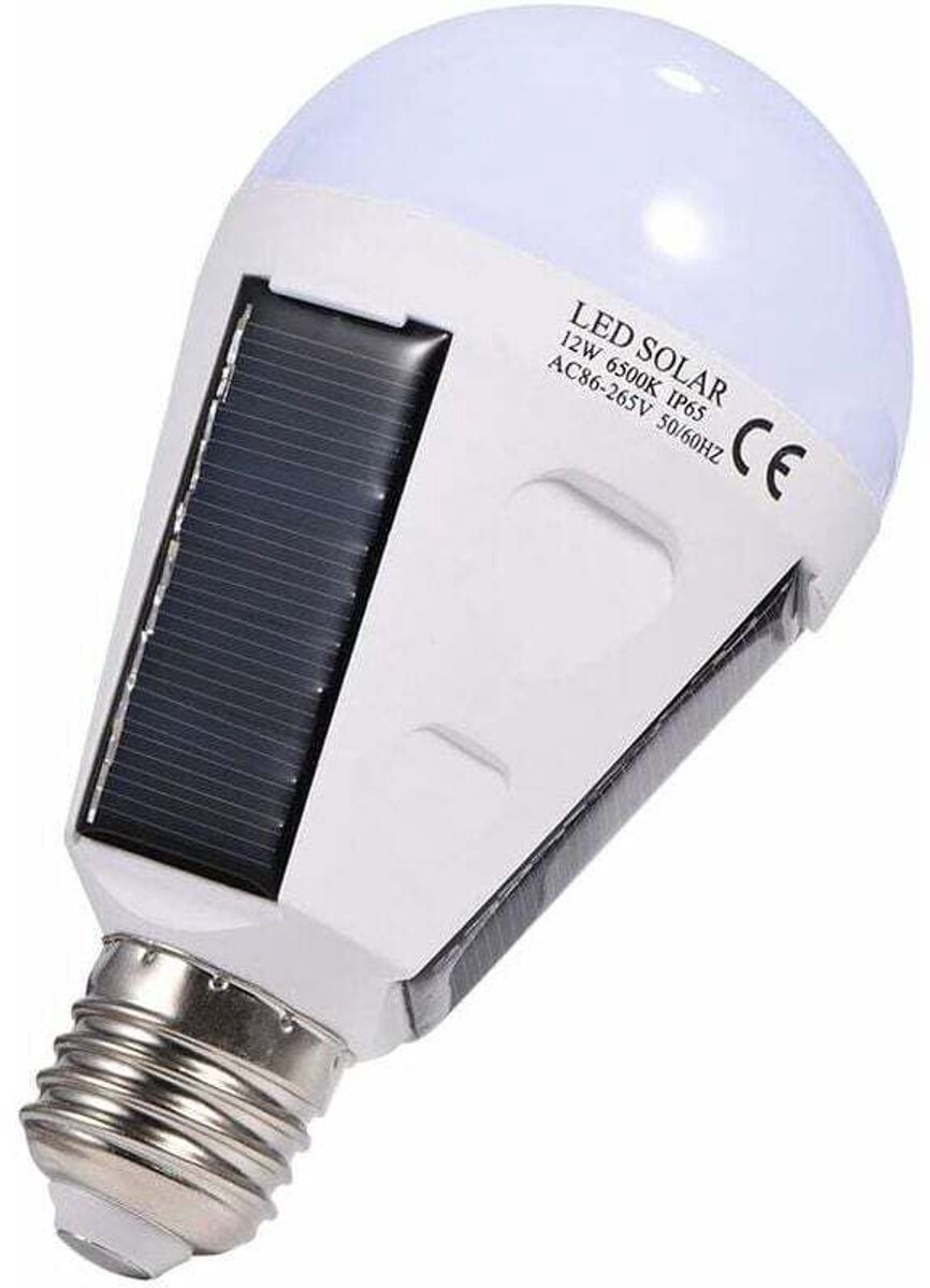LED-lamp op zonne-energie, E27 fitting, beschermingsklasse, draagbare nood-LED-lamp geschikt voor haak (12W)