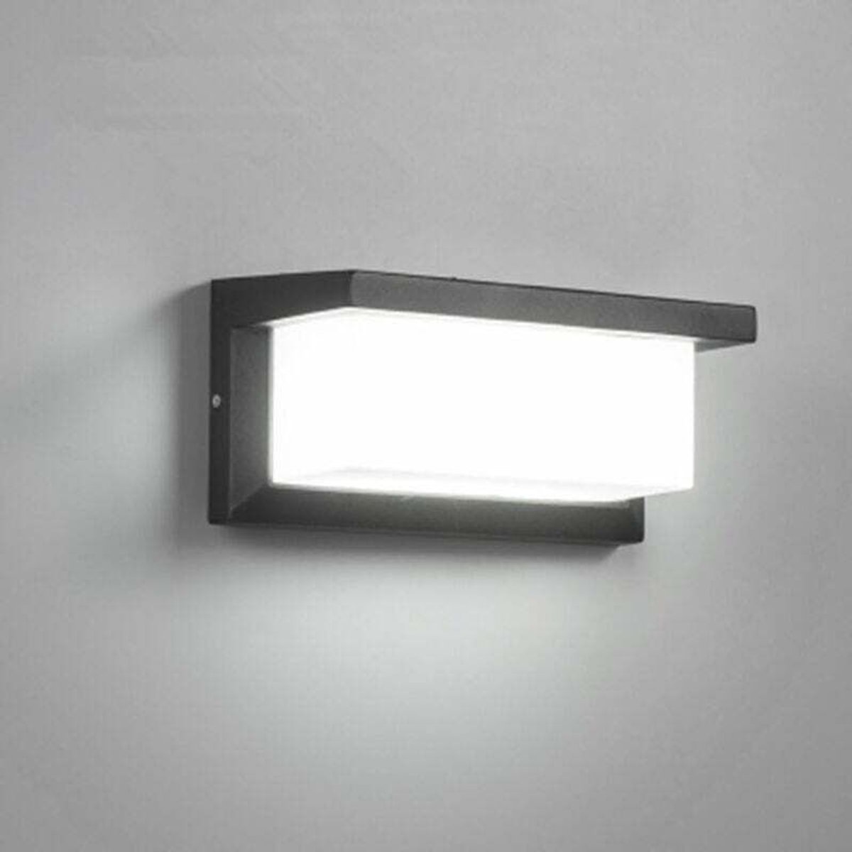 Moderne 18W LED-buitenwandlamp, waterdicht, antracietgrijze aluminium behuizing, geschikt voor decoratieve verlichting in binnenplaatsen, tuinen, terrassen, langs muren, paden, patio's, villa's, gangen, enz., koel wit licht.