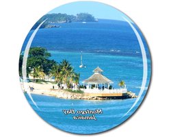 Koelkastmagneet Montego Bay - Sticker Jamaica - Souvenir Verzamelen - 3D Kristal Glas - 50 x 50 x 20 mm