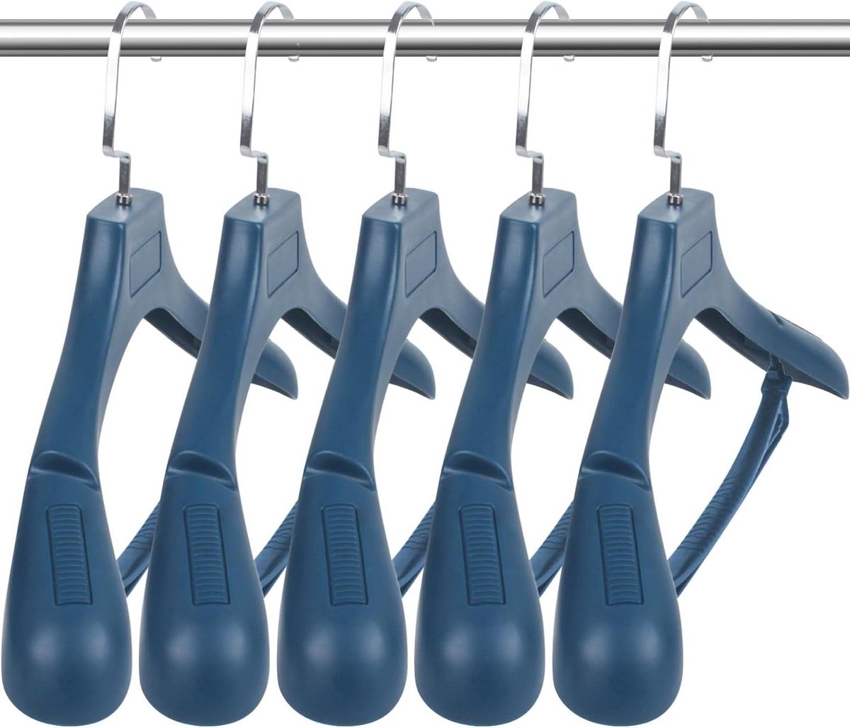 Brede Kleerhangers - Trui Hangers - Kleding Organiseren - Extra Brede Schouders - 45 cm - Blauw