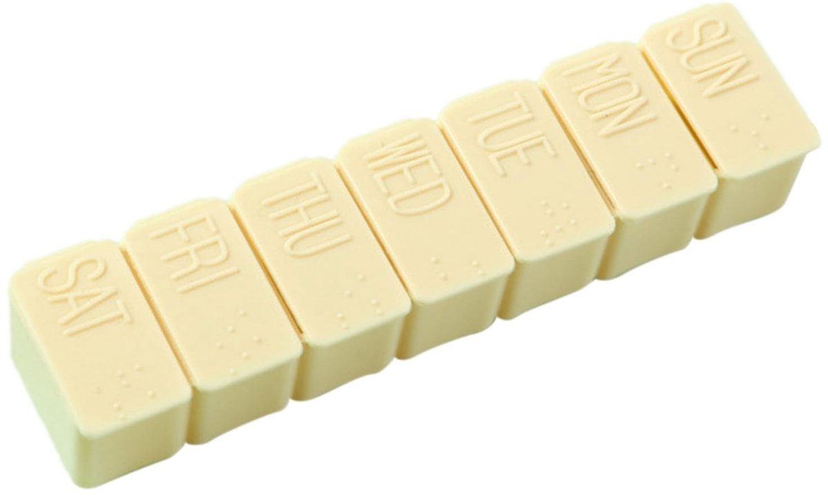 SPHProducts - Wekelijkse Medicijnorganisator - Medicijnkoffer Lichtgewicht - Beige - Handig voor Reizen - 7-Daagse Organizer