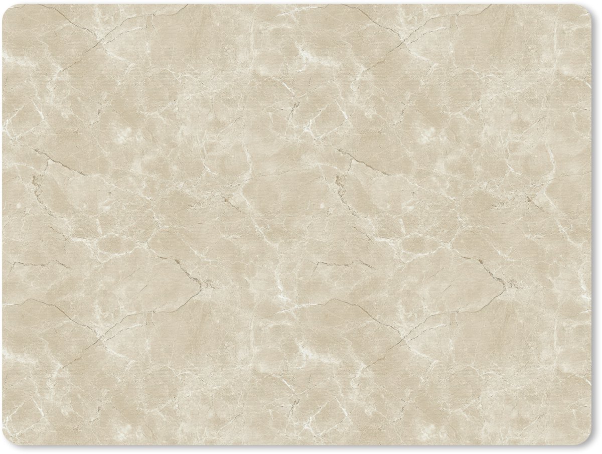 Muismat 12x10 cm - Mousepad Lichtbeige - Marmer print - Diffusie adering - Muismatten