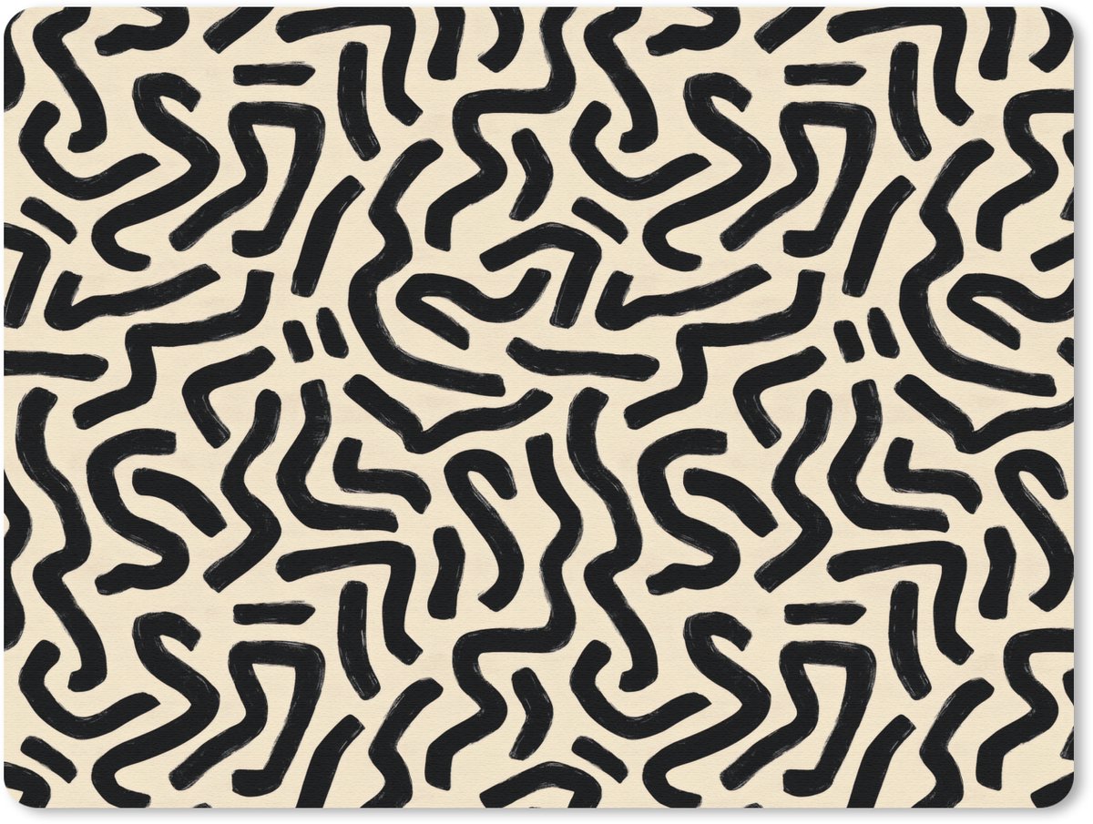 Muismat 12x10 cm - Mousepad Abstract - Lijnen - Zwart - Muismatten