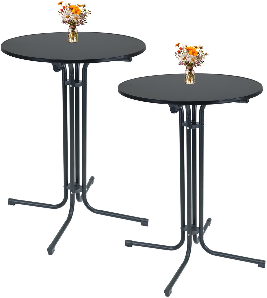 2x bartafel inklapbaar Ø 80 cm hoogte 110 cm stalen gastentafel feesttafel bistrotafel in antraciet