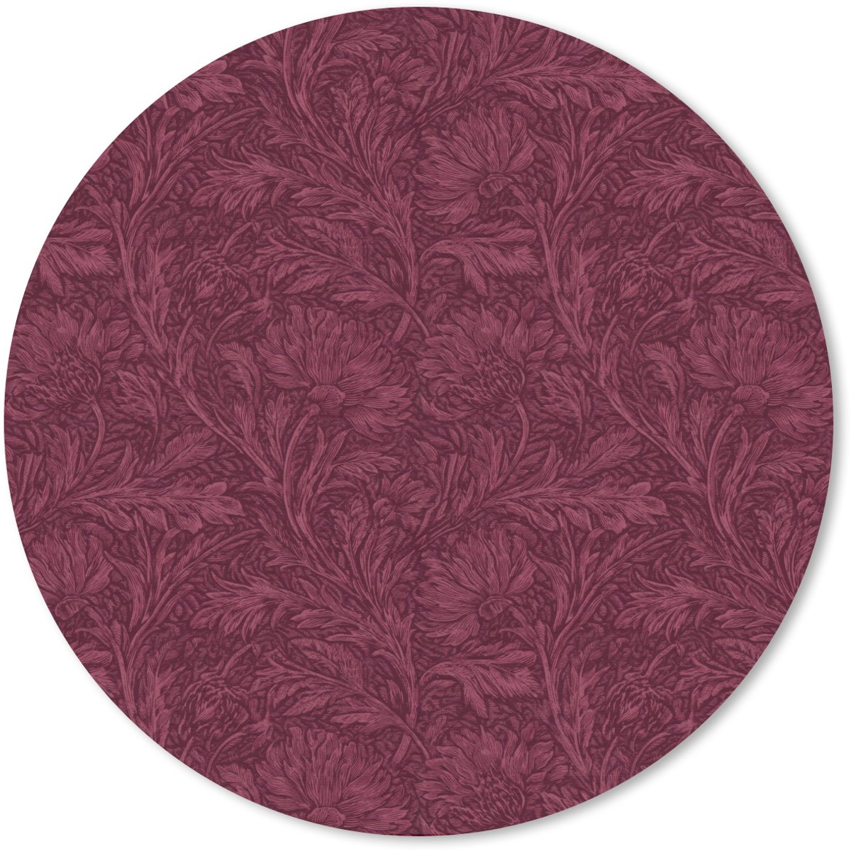 Muismat rond 20x20 cm - Mousepad Bladeren - Patroon - Paars - Ronde muismatten
