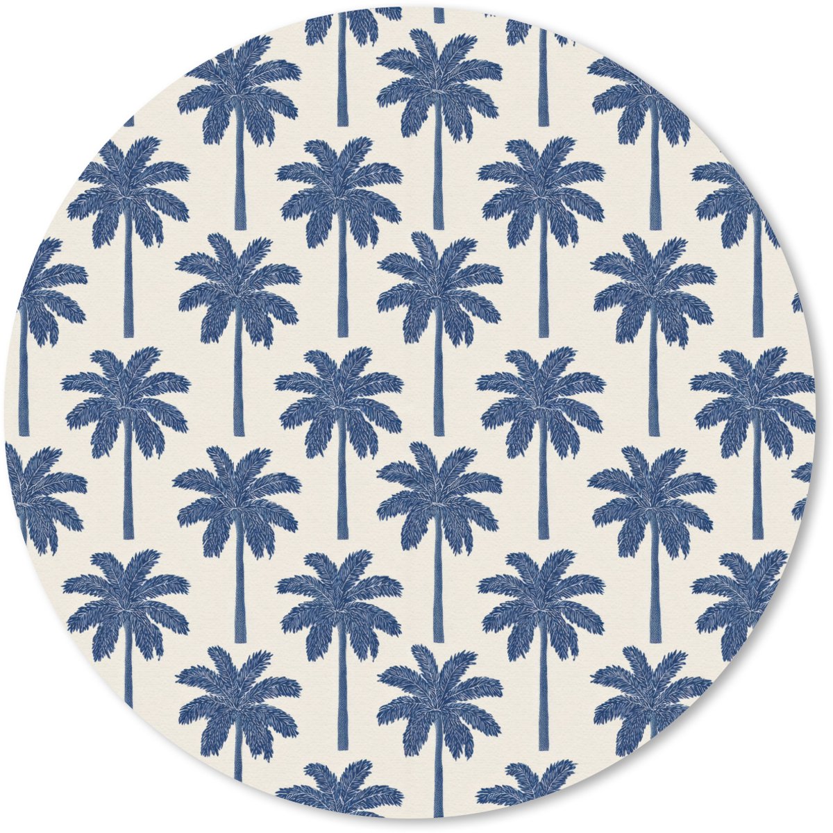 Muismat rond 30x30 cm - Mousepad Symmetrisch - Palm - Blauw - Ronde muismatten