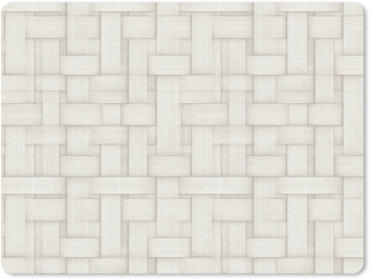 Muismat 12x10 cm - Mousepad Vlechtwerk - Banen - Beige - Muismatten