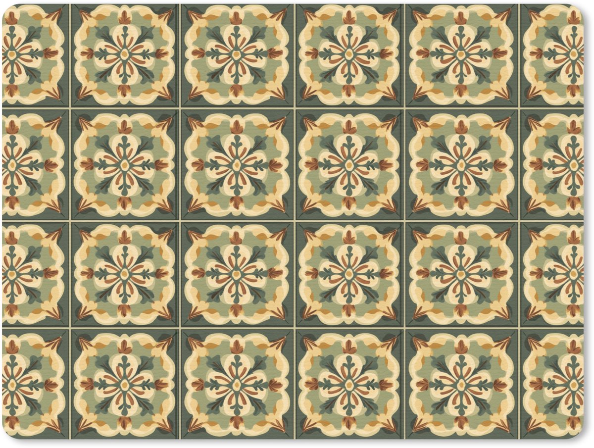 Muismat 12x10 cm - Mousepad Ornament - Patroon - Groen - Muismatten