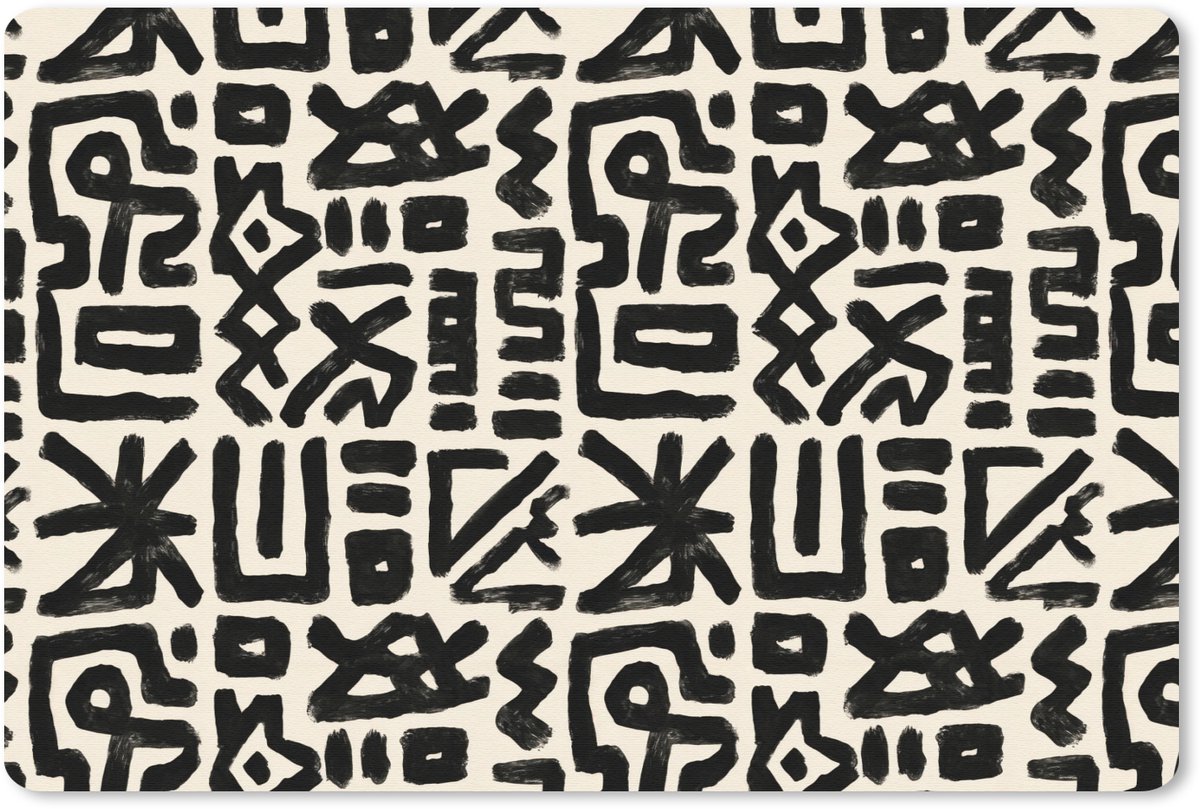 Muismat 13x8 cm - Mousepad Geometrisch - Figuren - Zwart - Muismatten