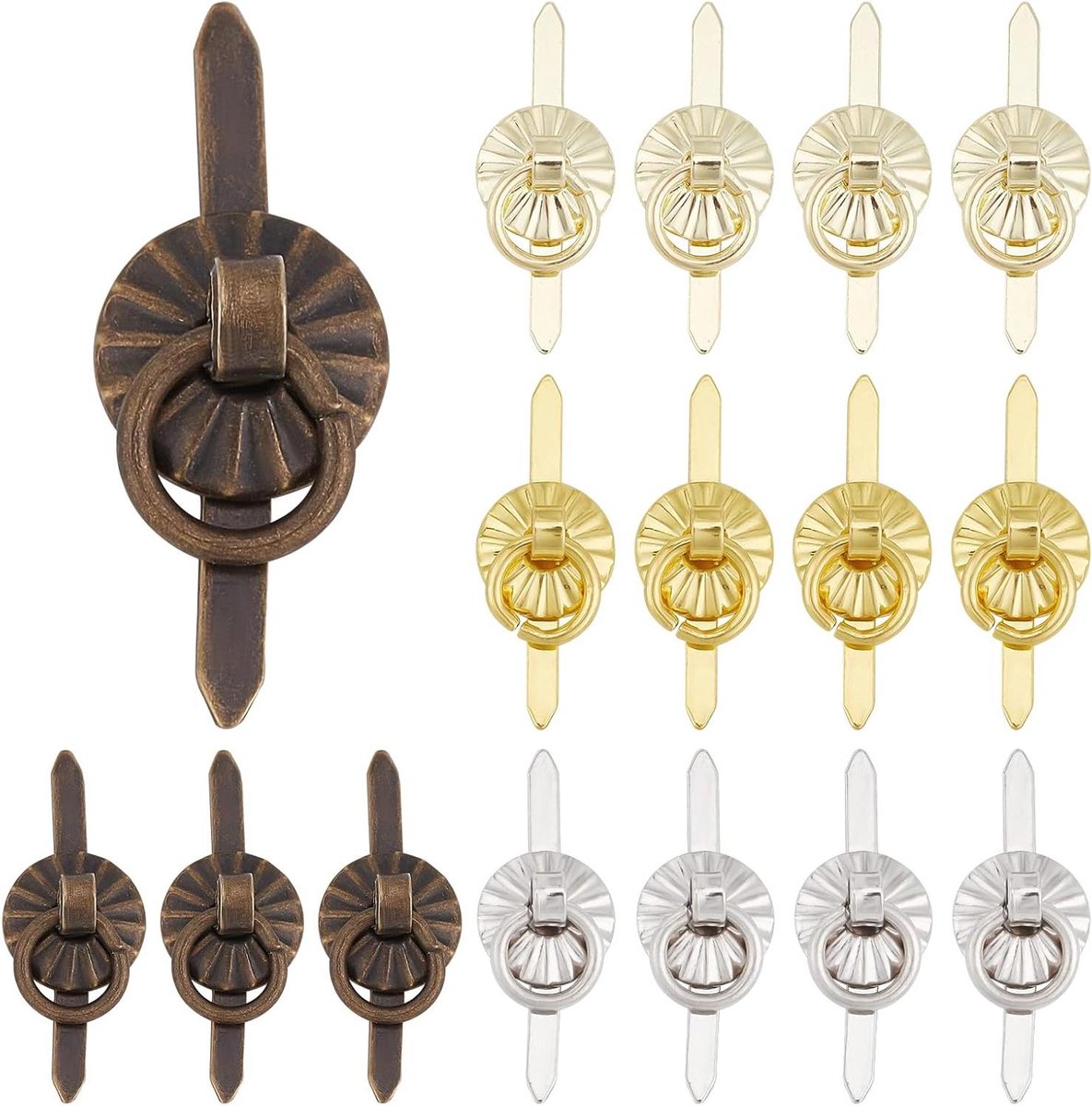Metalen Brads met Ring - Papieren Bevestigingsmiddelen Lade Handvatten - DIY Decoratie - Set van 80 stuks