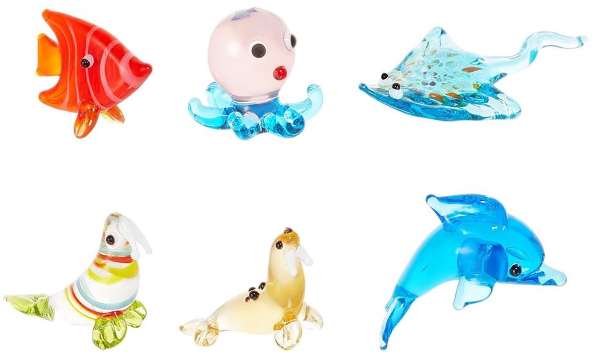 SPHProducts - Kleine Oceaan Dier Vogel Beeldjes - Decoratieve Ornamenten - Glazen Display - Zeedieren Miniaturen - Perfect voor Tafel Decoratie - Verj