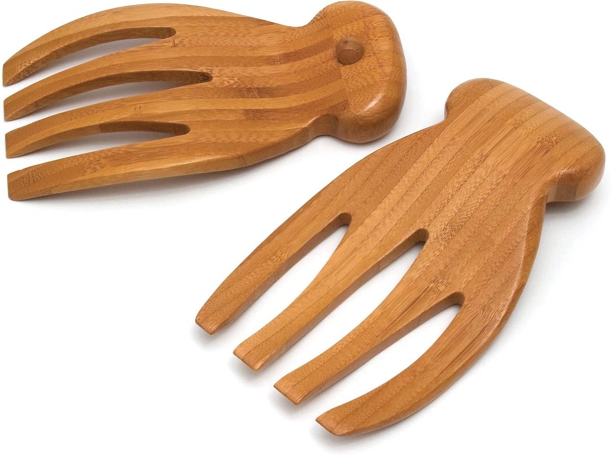 Salade Handen - Salade Schep - Salade Serveren - Knop Handgrepen - 10 x 19 cm - bamboe