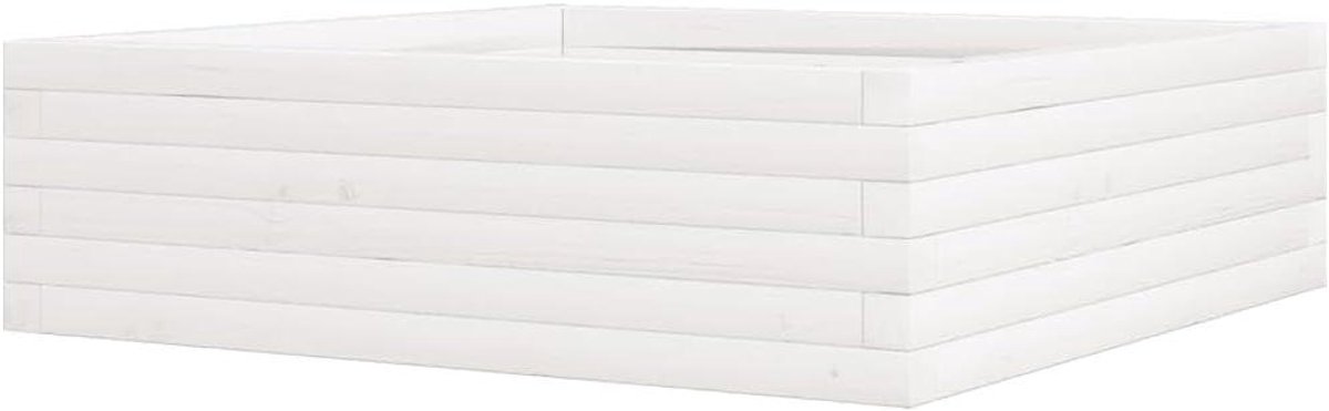 Plantenbak Hout - Bloempot Buitenpot - Planten Kweken - Massief Grenenhout - 80 x 80 x 23 cm - Wit