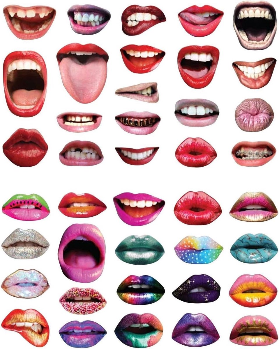 Grappige mondvormige fotoproppen, 40 stuks, voor feesten en creatieve fotoshoots, leuke partyaccessoires