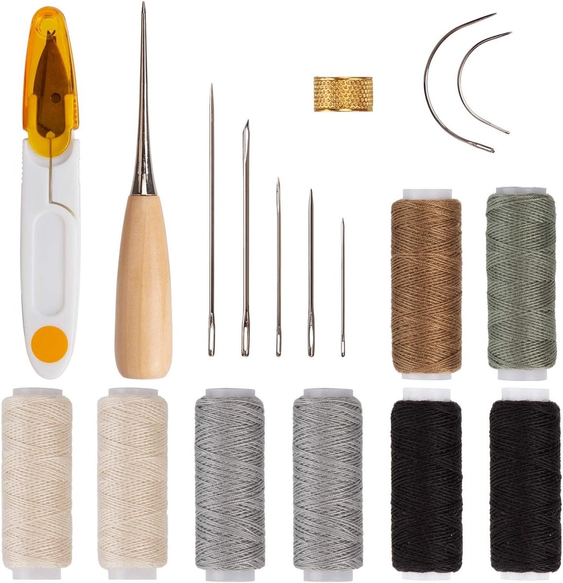 18 Stuks Leer Naalden voor Reparatie van Meubelleer, Tapijten en Canvas - Naaiaccessoires voor Diverse Projecten