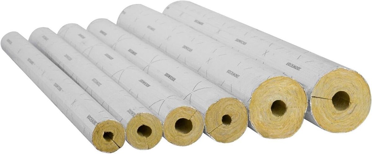 Buisisolatie Steenwol voor Leidingen Aluminium Gelamineerd 1 Meter Lengte