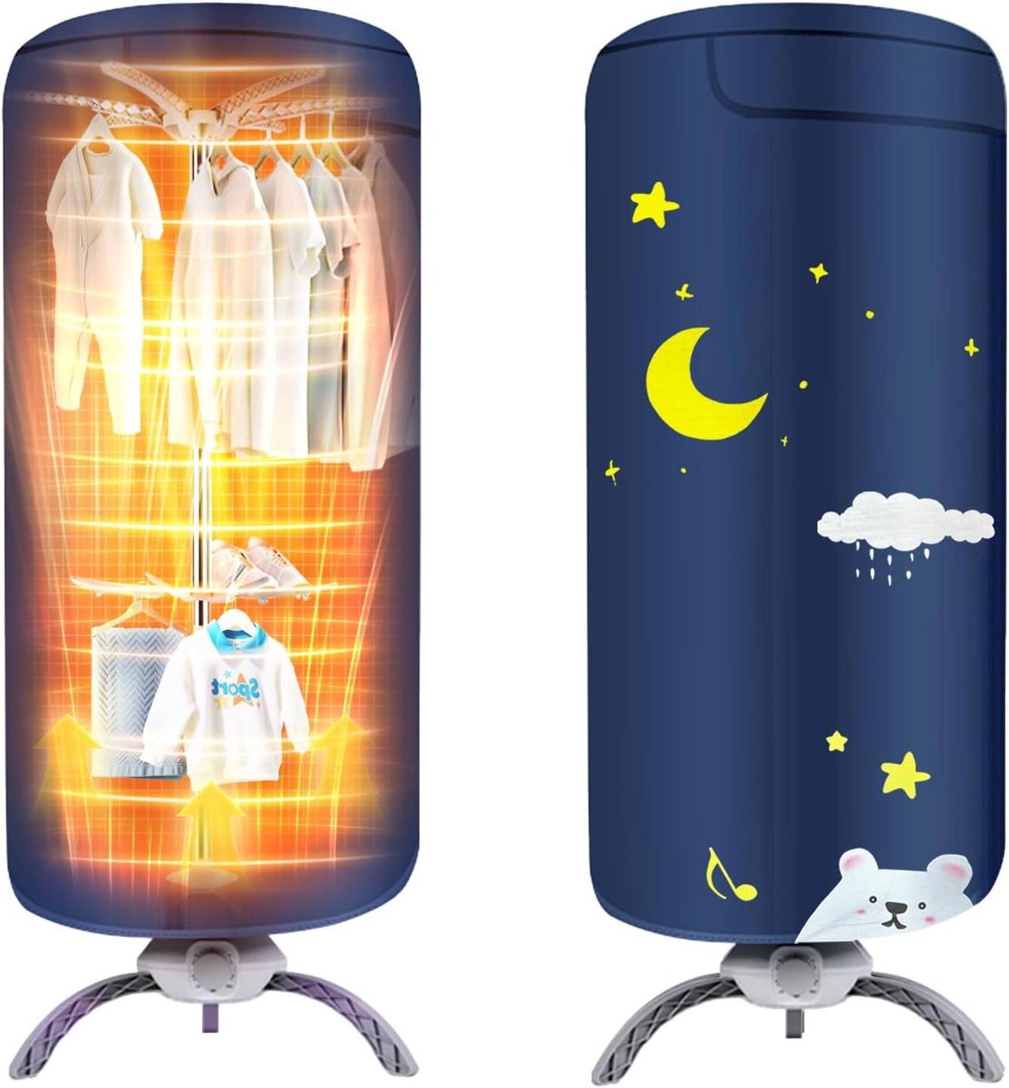 Draagbare Kledingdroger Minidroger Camper Snelle Droogbeurt Dubbellaags Systeem 16 kg Donkerblauw