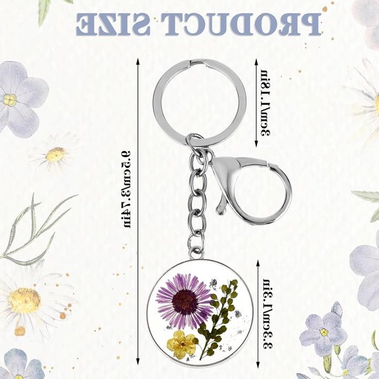 Persoonlijke Sleutelhanger met Gedroogde Bloemen, Vergeet-mij-nietje Sleutelhanger, Unieke Aesthetic Accessoire voor Bloemenliefhebbers — afbeelding 3