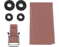 PRIMUZ Stoelreparatieset doek, chaise longue vervangende doek, dekstoeldoek, opvouwbare lounge reparatiedoek met 4 touwen multifunctionele strandlounge stoeldoek voor terrasstoel