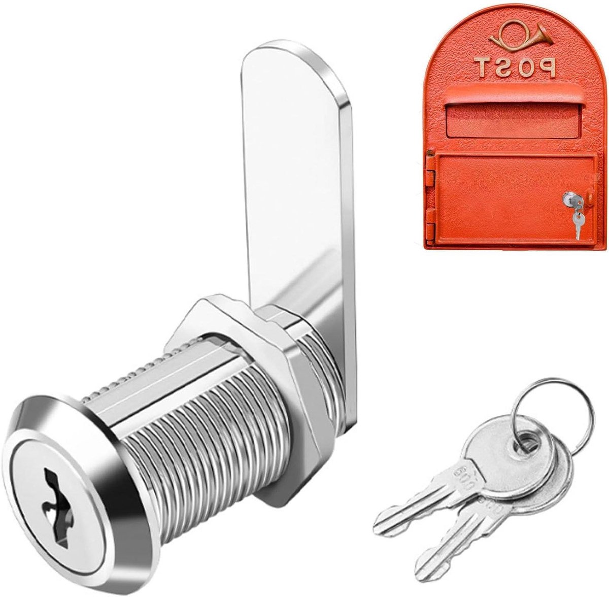 Brievenbusslot - Postkastslot - Veiligheid van kasten - Zinklegering met chroomcoating - 45 x 22 x 22 millimeter - Wit
