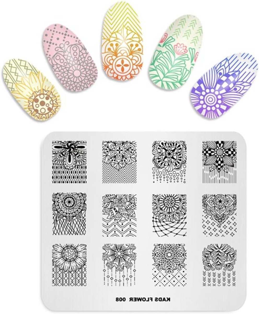 Nail Art Stempelplaat - Nagel Sjabloon - Nagels Versieren - Roestvrij Staal - 8 x 7 cm - Metaal