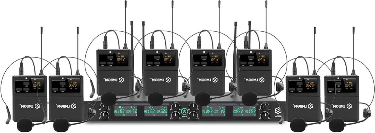 Draadloos Microfoonsysteem - UHF Microfoon Set - Podium Optredens - 8 Kanaals Instelbaar - 5.21 Kilogram - Zwart