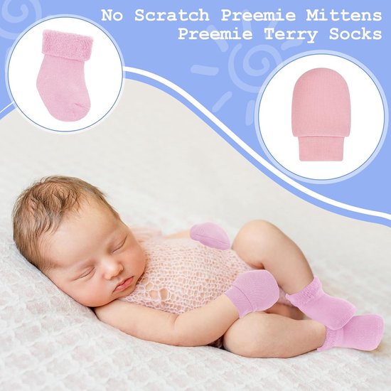 Baby Wanten en Sokken - Baby Accessoires Set - Baby Comfort - Zonder Krassen - 0-3 Maanden - Klassieke Kleuren — afbeelding 2