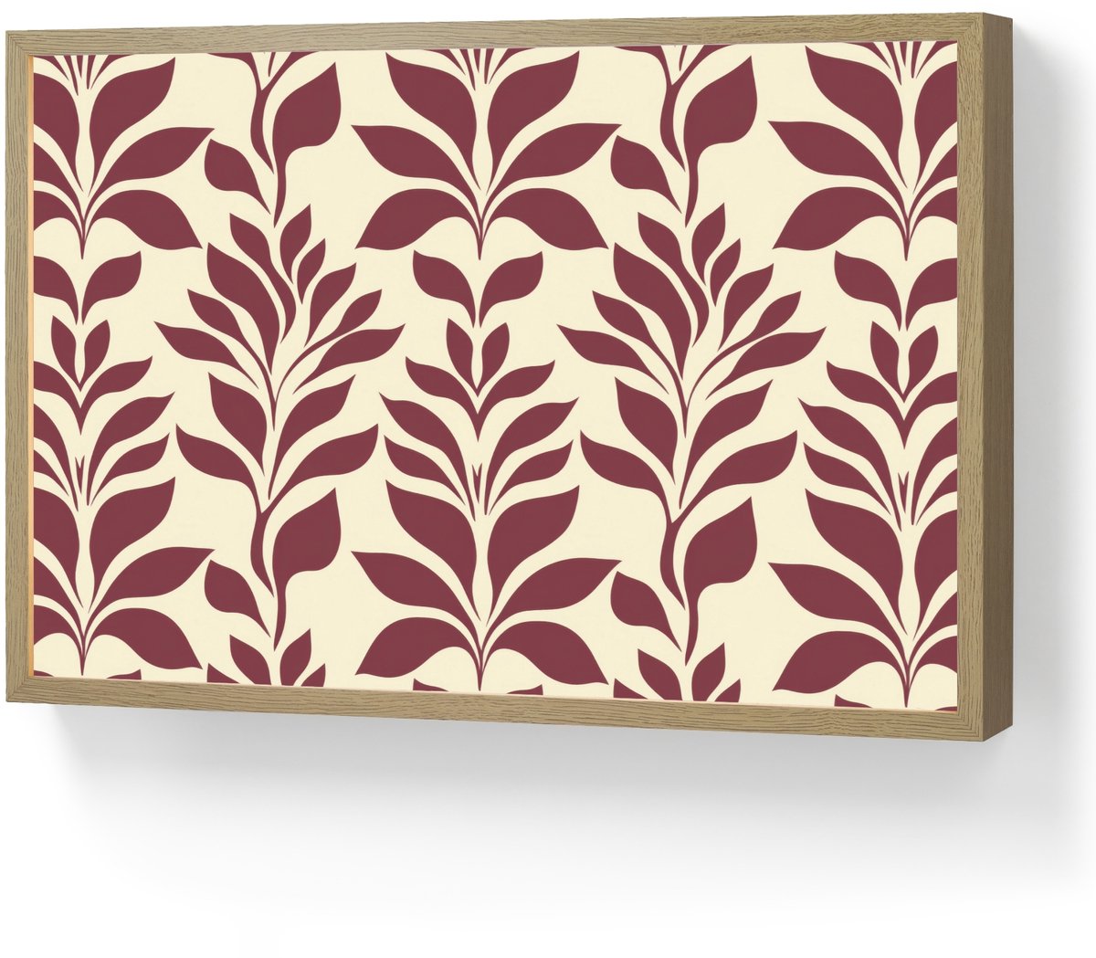 Wandlamp 60x40 cm - Oplaadbaar - Abstract - Bladeren - Burgundy - Wandlampen binnen woonkamer - Slaapkamer lamp - Decoratieve nachtlamp - Vloerlamp draadloos