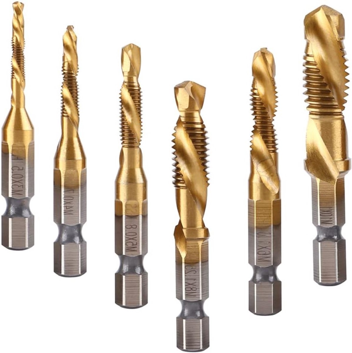 Professionele Taps en Metaalboren voor Aluminium, Hout en Kunststof - Set van M3 tot M10 met Titanium Coating en Hex Rods