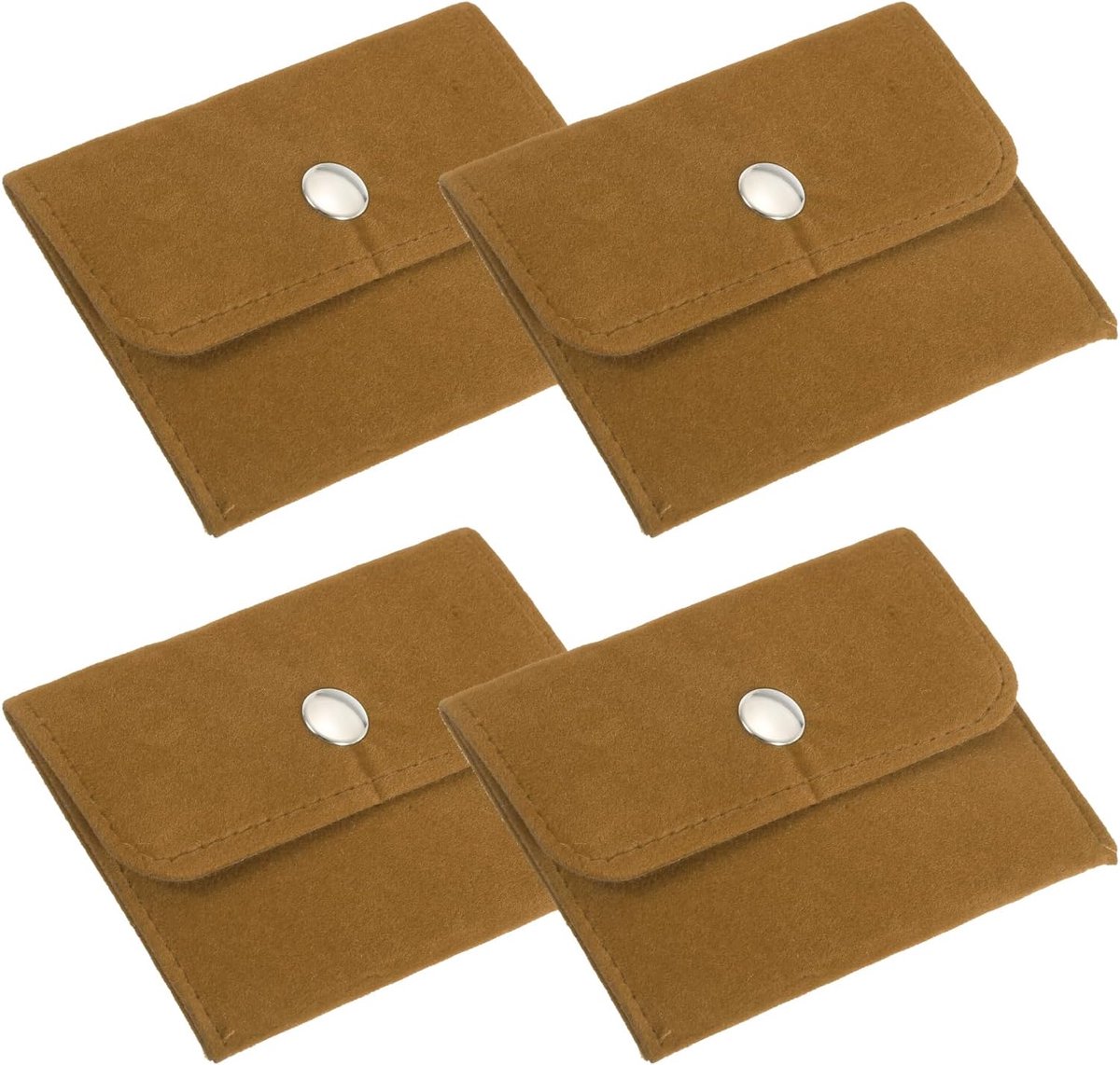 4x7.5cm Sieraden Tas - 4 Stuks Fluwelen Tassen met Drukknop - Draagbare Opbergtas voor Oorbellen, Armbanden, Kettingen, Ringen, Horloge - Geel