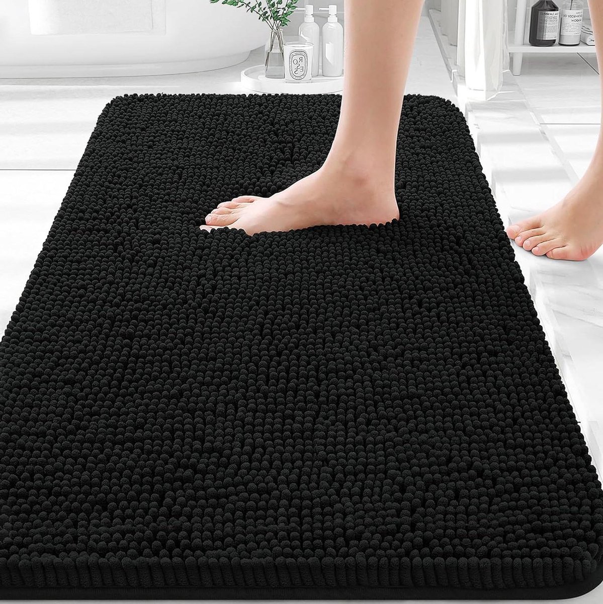 Badkamermat - Badtepel - Voeten drogen - Extra zacht absorberend - 61 x 91 cm - Zwart