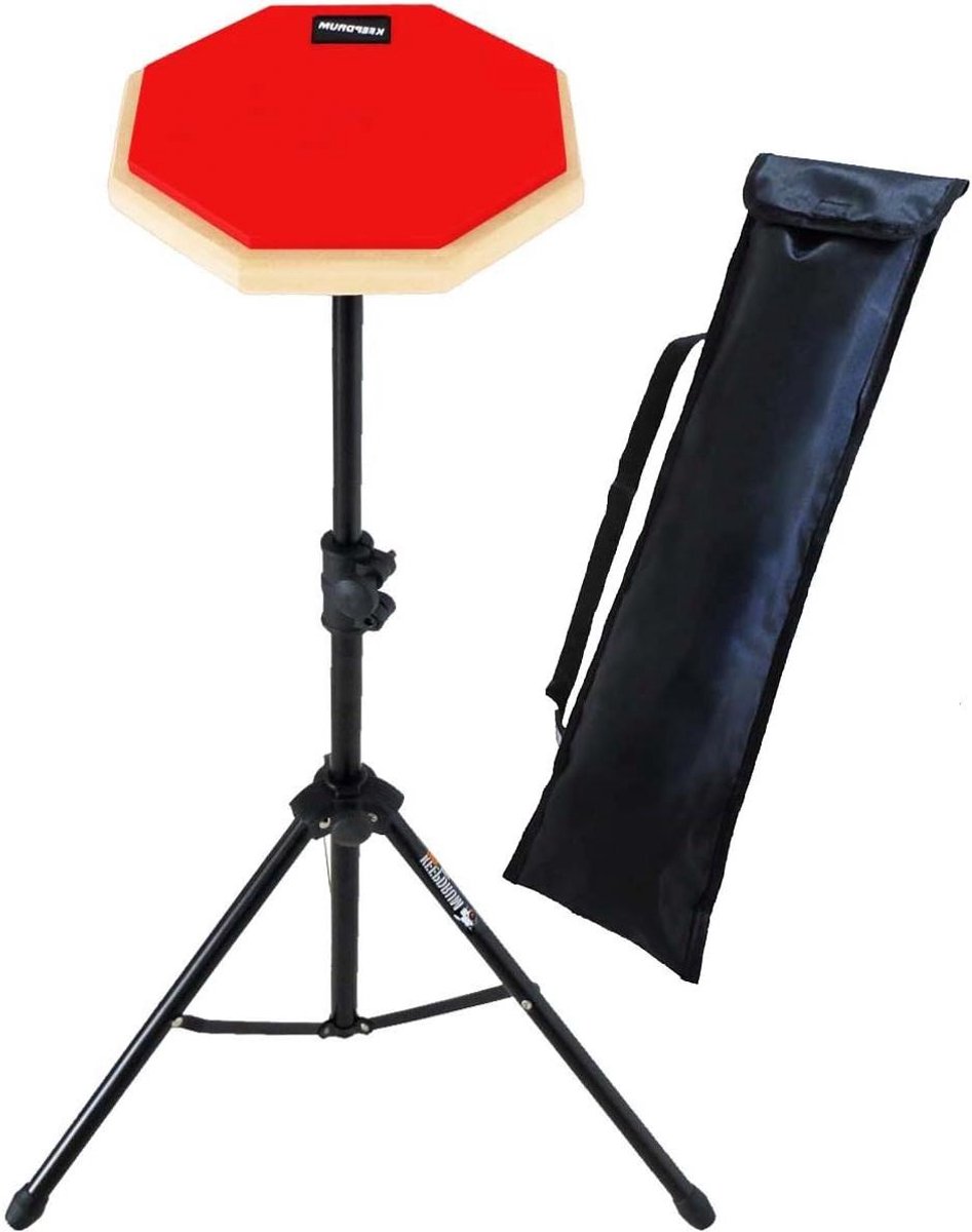 Oefenpad met Statief - Drum oefenkit - Drummen Oefenen - Realistisch Speelgevoel - 8 inch - Rood