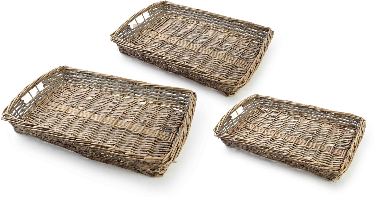 GUSTAV Collectie - Set van 3 Dienbladen - 56x40x8cm - 50x34x7cm - 45x29x6cm