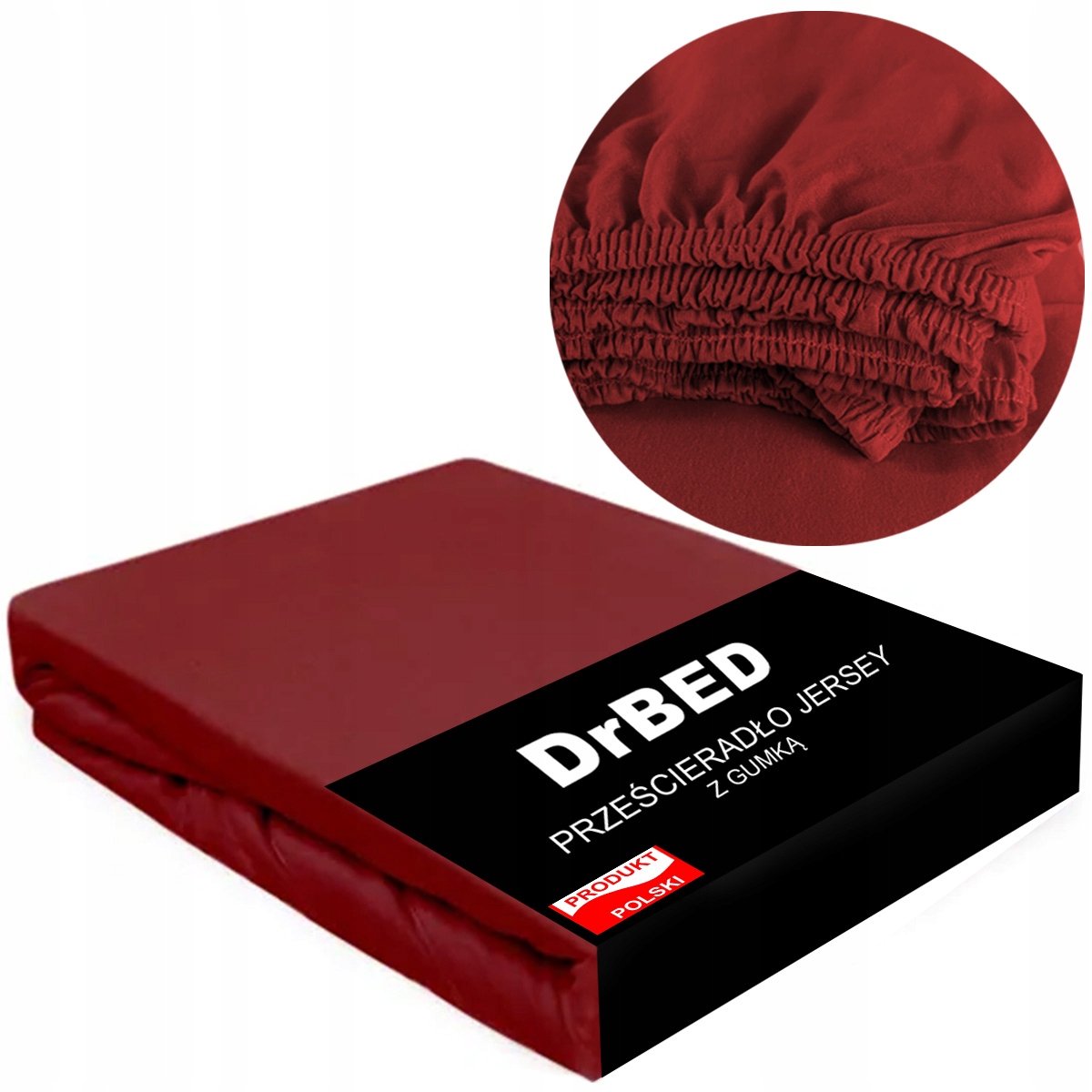 DrBED - Jersey Hoeslaken - 220x200 - Bordo - Elastaan - Katoen