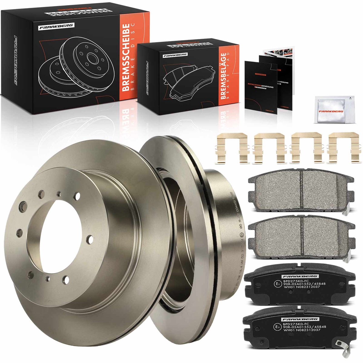 Frankberg 2x remschijven 4x remblokken achteras voor Hyundai