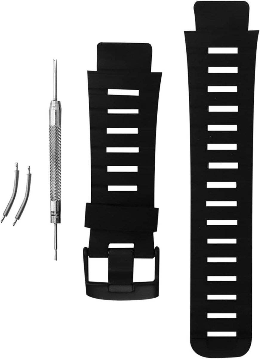 Premium Silicone Rubber Vervangende Horlogeband in Zwart, Geschikt voor SUUNTO X LANDER, Duurzaam, Comfortabel en Verstelbaar