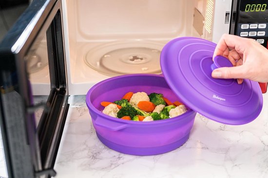 Siliconen Bakerpan - Opvouwbare Pan Stoomkoker - Koken en Opwarmen - Ruimtebesparend Ontwerp - 19 Liter - Paars — afbeelding 4