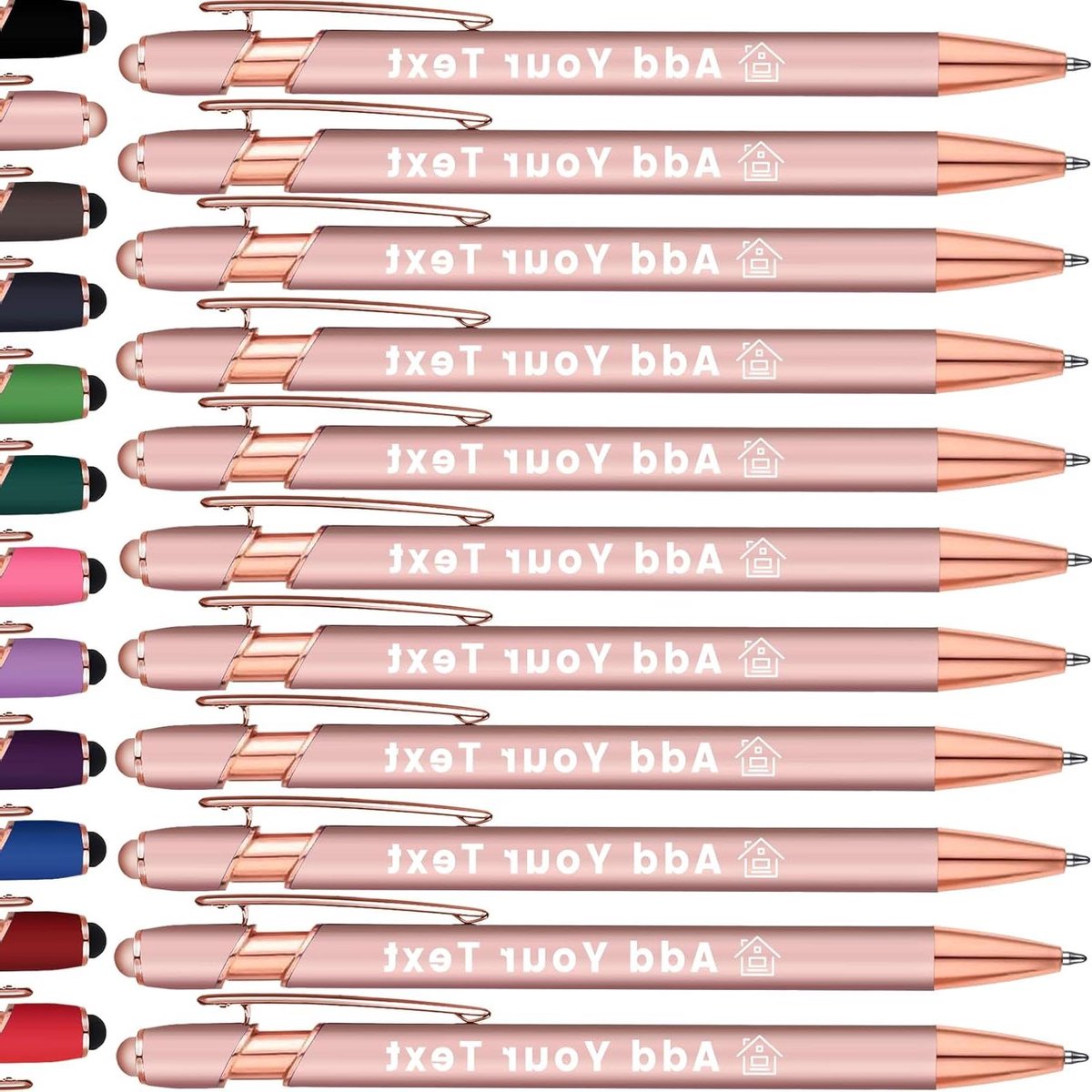 Gepersonaliseerde Pennen - Schrijfgerei met Naam - Cadeau Geven - Met Stylus Tip - 12 Kleuren - Rosé Goud