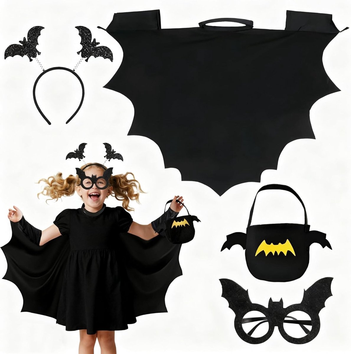 Halloween Bat Kostuum met Cape en Hoofdband - Perfect voor Carnaval, Cosplay en Maskerades
