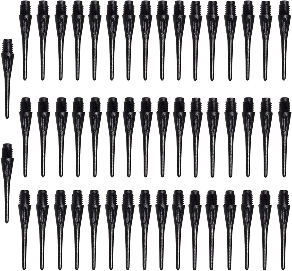 Set van 50 Zachte Dart Tips 2BA in Zwart, Vervangende Nylon Tips voor Soft Darts, Ideaal voor Dartspellen en Toernooien