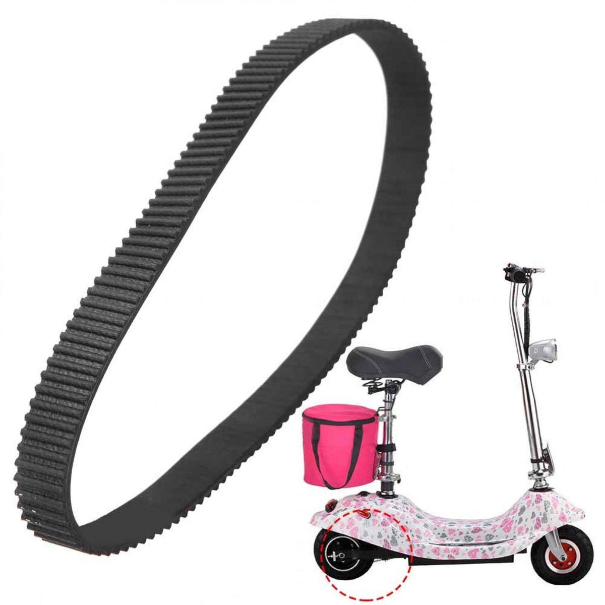 aladdien - Aandrijfriem - Duurzaam rubber - Lange levensduur - 384 mm - Geschikt voor elektrische scooters - Vervangingsriem