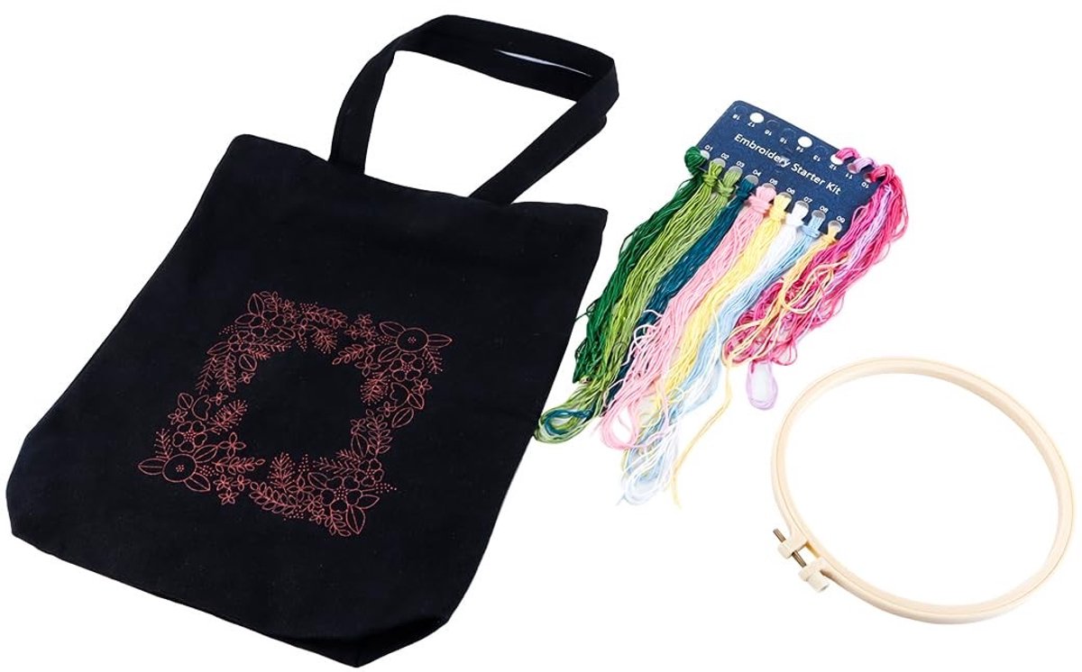 ONF3 - Borduurset voor Tote Bags - Complete Set voor Beginners - Inclusief Patroon en Instructies - Creatief hobbyproject - Perfect voor linnen ...