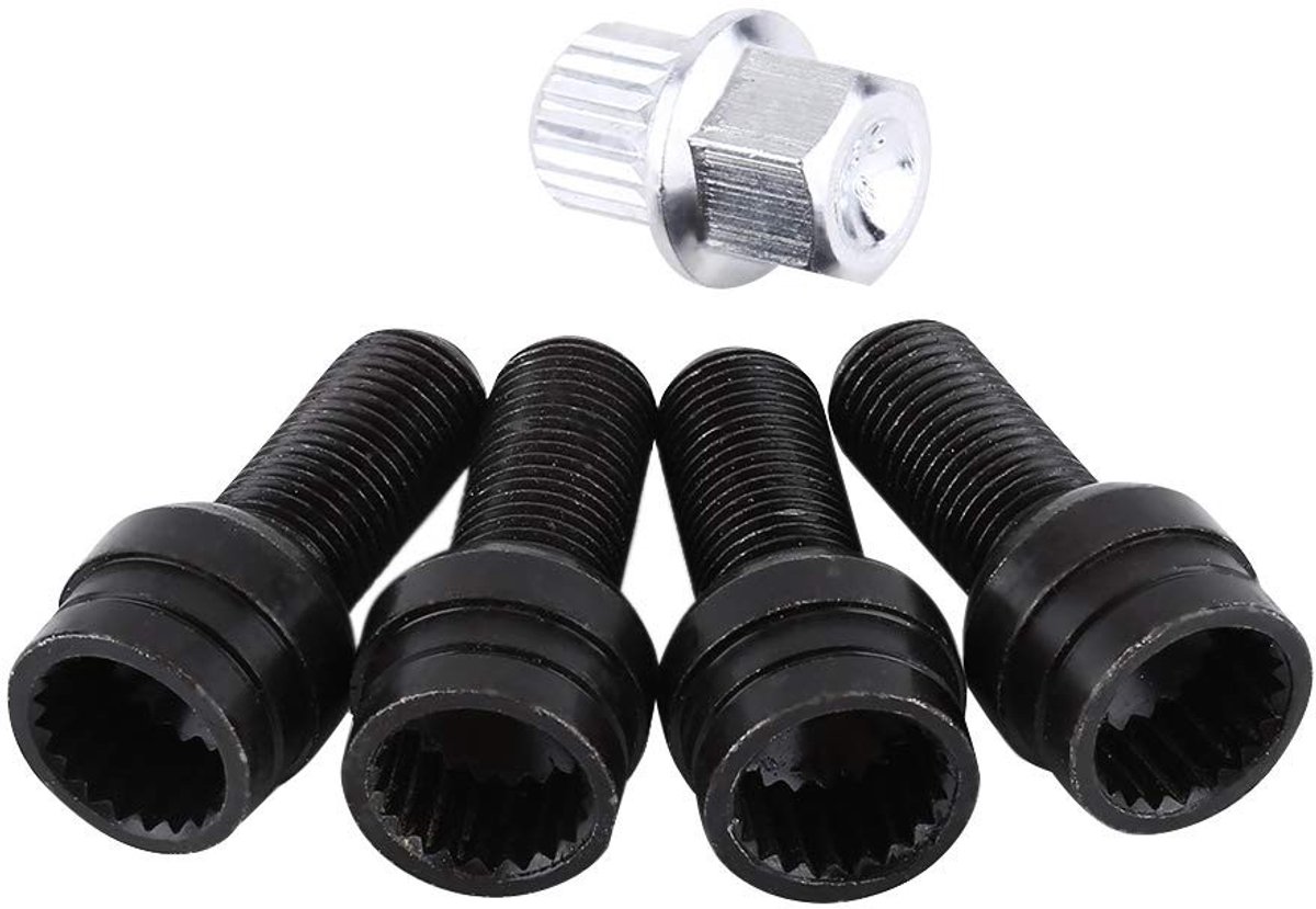 aladdien - M14 x 1.5mm - Wielbouten Set - Zwart Staal - Sloten en Sleutels - Duurzaam en Corrosiebestendig - Geschikt voor Auto's
