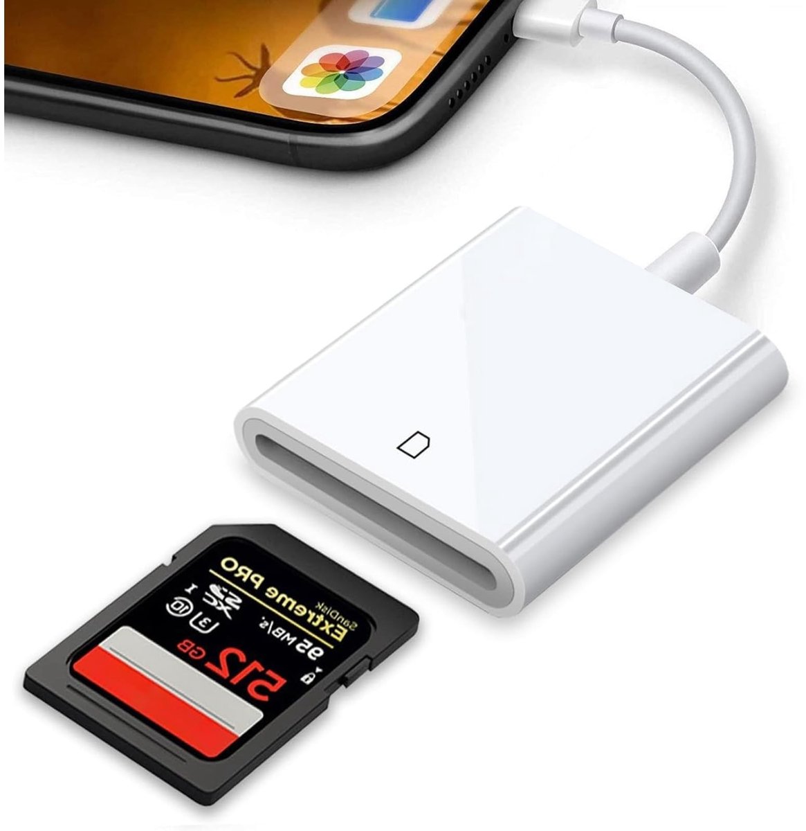Allecto - SD Kaartlezer - iPhone en iPad - Plug & Play Foto Overdracht - Wit - Geheugenkaarten - Geschikt voor Smartphone en Tablet