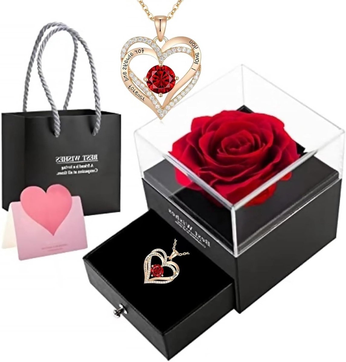 Handgemaakte Eeuwige Roos in Glas, Romantische Rozenbloemdoos voor Moederdag, Valentijnsdag en Bruiloft, Perfect Cadeau voor Vrouwen en Jubilea