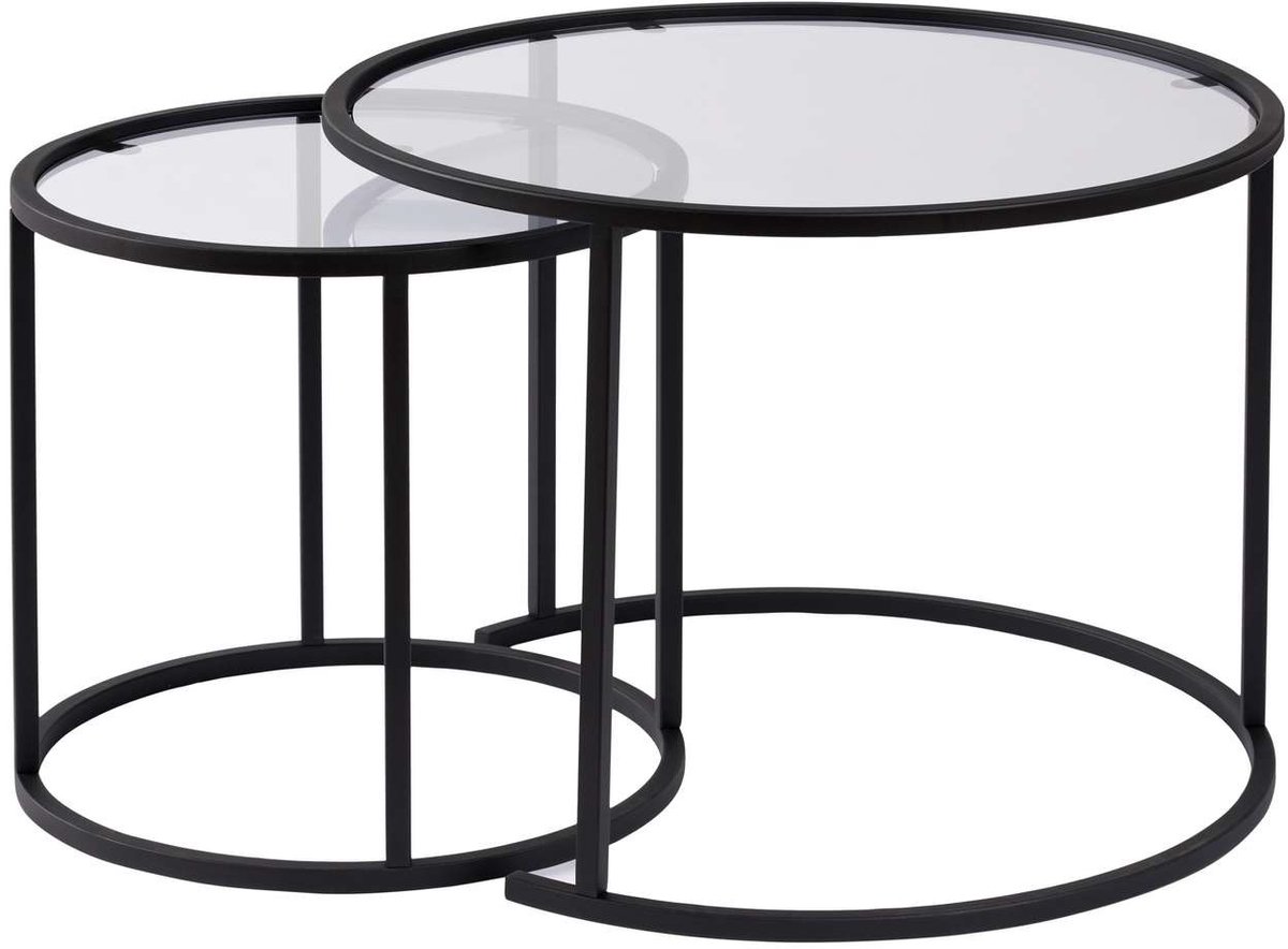 Skye Decor , Glazen salontafelset, Aurum - 60, 42 - Black, Transparent, Gehard glas, Zwart & Transparant, 42 x 42 x 39 cm Zwart, transparant